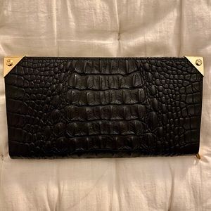 Alexander Wang crocodile leather wallet in black and gold